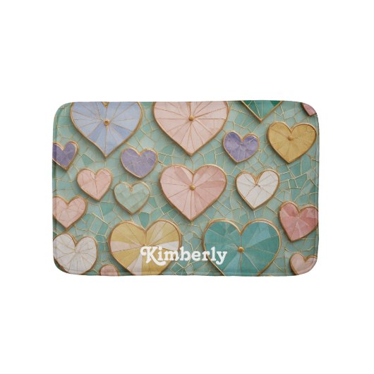 Mozaïek Liefde: Pastel Harten Badmat (Voorkant)
