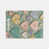 Mozaïek Liefde: Pastel Harten Fleece Deken (Voorkant (Horizontaal))