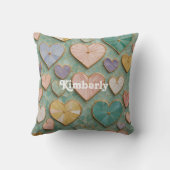 Mozaïek Liefde: Pastel Harten Kussen (Achterkant)