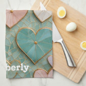 Mozaïek Liefde: Pastel Harten Theedoek (Quarter Fold)