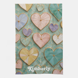 Mozaïek Liefde: Pastel Harten Theedoek