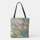 Mozaïek Liefde: Pastel Harten Tote Bag (Achterkant)