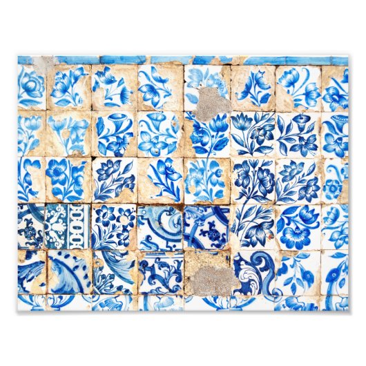 mozaïek lissabon blauwe decoratie portugal oude te foto afdruk (Voorkant)