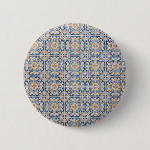 mozaïek lissabon - blauwe versiering portugal - o ronde button 5,7 cm