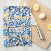 mozaïek lissabon - blauwe versiering portugal - ou theedoek (Quarter Fold)