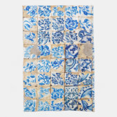 mozaïek lissabon - blauwe versiering portugal - ou theedoek (Verticaal)