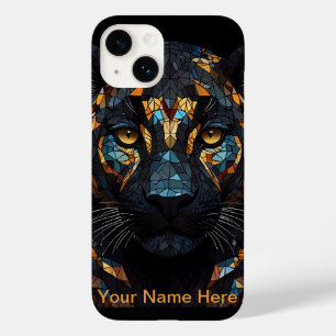 Mozaïek Luipaard Gebrandschilderd Glas Portret  Case-Mate iPhone 14 Hoesje