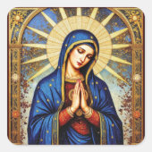 Mozaïek Madonna Vierkante Sticker (Voorkant)