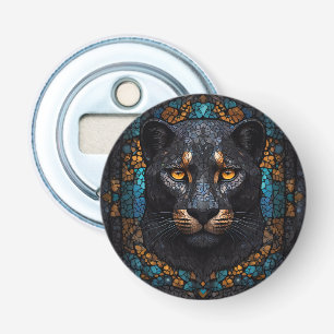 Mozaïek Majesteit: De Zwarte Panter Button Flesopener