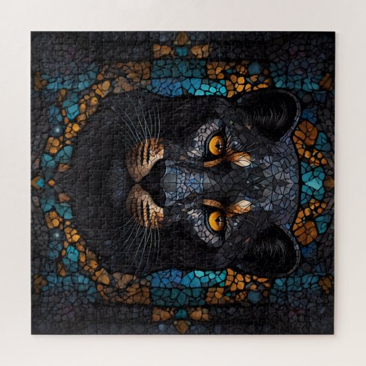 Mozaïek Majesteit: De Zwarte Panter Legpuzzel (Horizontaal)