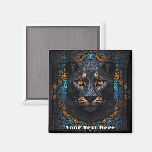 Mozaïek Majesteit: De Zwarte Panter Magneet (Voorkant / Achterkant)