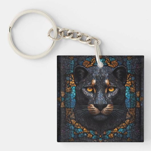 Mozaïek Majesteit: De Zwarte Panter Sleutelhanger (voorkant)