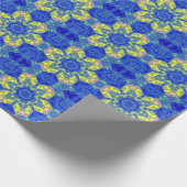 Mozaïek Mandala blauw en geel Cadeaupapier (Hoek)