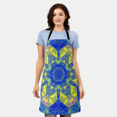 Mozaïek Mandala blauw en geel Schort (Gedragen)