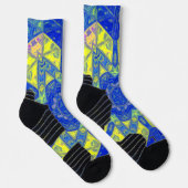 Mozaïek Mandala blauw en geel Sokken (Rechts)