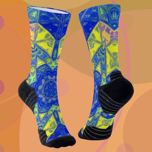 Mozaïek Mandala blauw en geel Sokken