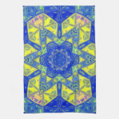 Mozaïek Mandala blauw en geel Theedoek (Verticaal)
