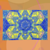 Mozaïek Mandala blauw en geel Theedoek