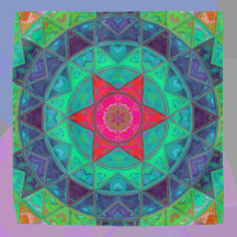 Mozaïek Mandala blauw groen en rood