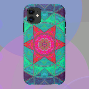 Mozaïek Mandala blauw groen en rood Case-Mate iPhone Case
