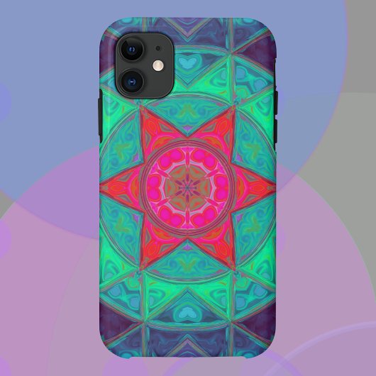 Mozaïek Mandala blauw groen en rood Case-Mate iPhone Case