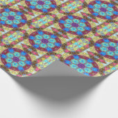 Mozaïek Mandala blauw roze en geel Cadeaupapier (Hoek)