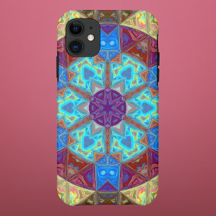 Mozaïek Mandala blauw roze en geel Case-Mate iPhone Case
