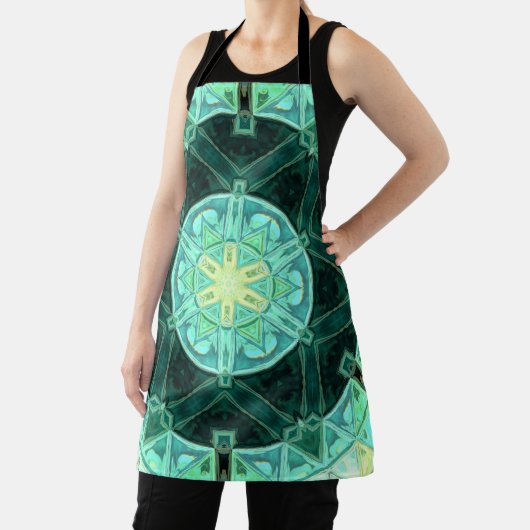 Mozaïek Mandala Blauwgroen en Geel Schort (Insitu)