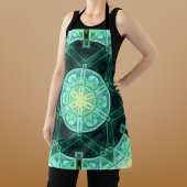 Mozaïek Mandala Blauwgroen en Geel Schort