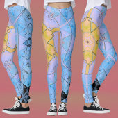 Mozaïek Mandala Bloem Blauw en Geel Leggings