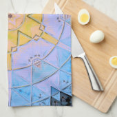 Mozaïek Mandala Bloem Blauw en Geel Theedoek (Quarter Fold)