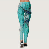 Mozaïek Mandala Bloem Blauw en Wit Leggings (Achterkant)