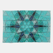 Mozaïek Mandala Bloem Blauw en Wit Theedoek (Horizontaal)