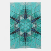 Mozaïek Mandala Bloem Blauw en Wit Theedoek (Verticaal)