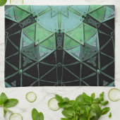 Mozaïek Mandala Bloem Blauw Groen en Zwart Theedoek (Gevouwen)