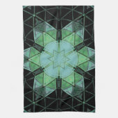 Mozaïek Mandala Bloem Blauw Groen en Zwart Theedoek (Verticaal)