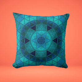 Mozaïek Mandala Bloem Blauw Kussen