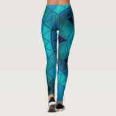 Mozaïek Mandala Bloem Blauw Leggings (Achterkant)