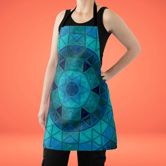 Mozaïek Mandala Bloem Blauw Schort