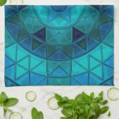 Mozaïek Mandala Bloem Blauw Theedoek (Gevouwen)