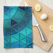 Mozaïek Mandala Bloem Blauw Theedoek (Quarter Fold)