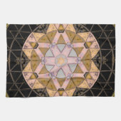 Mozaïek Mandala Bloem Geel Blauw en Zwart Theedoek (Horizontaal)