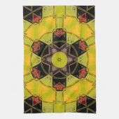 Mozaïek Mandala Bloem Geel Groen Rood en Zwart Theedoek (Verticaal)