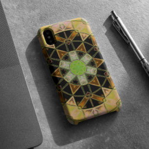 Mozaïek Mandala Bloem Groen Geel en Zwart Case-Mate iPhone Case