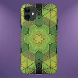 Mozaïek Mandala Bloem Groen Geel en Zwart Case-Mate iPhone Case