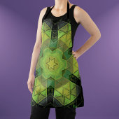 Mozaïek Mandala Bloem Groen Geel en Zwart Schort