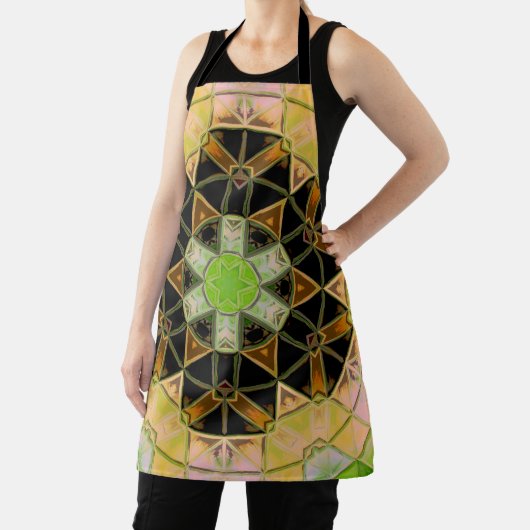 Mozaïek Mandala Bloem Groen Geel en Zwart Schort (Insitu)