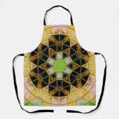 Mozaïek Mandala Bloem Groen Geel en Zwart Schort (Voorkant)