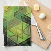 Mozaïek Mandala Bloem Groen Geel en Zwart Theedoek (Quarter Fold)