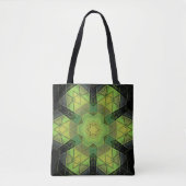 Mozaïek Mandala Bloem Groen Geel en Zwart Tote Bag (Voorkant)